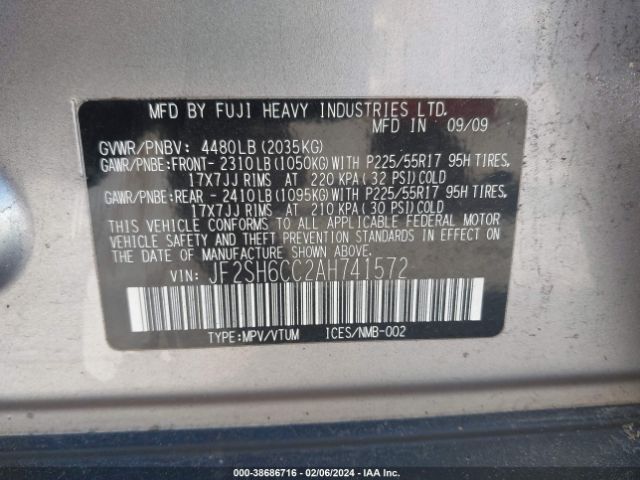 Photo 8 VIN: JF2SH6CC2AH741572 - SUBARU FORESTER 