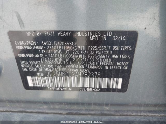 Photo 8 VIN: JF2SH6CC2AH782378 - SUBARU FORESTER 