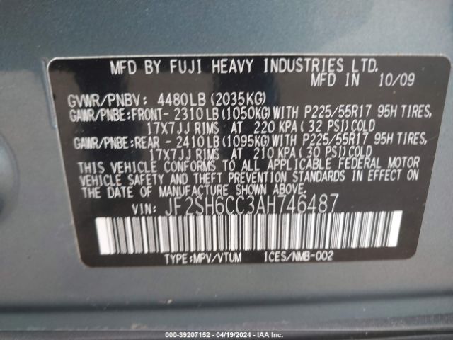 Photo 8 VIN: JF2SH6CC3AH746487 - SUBARU FORESTER 