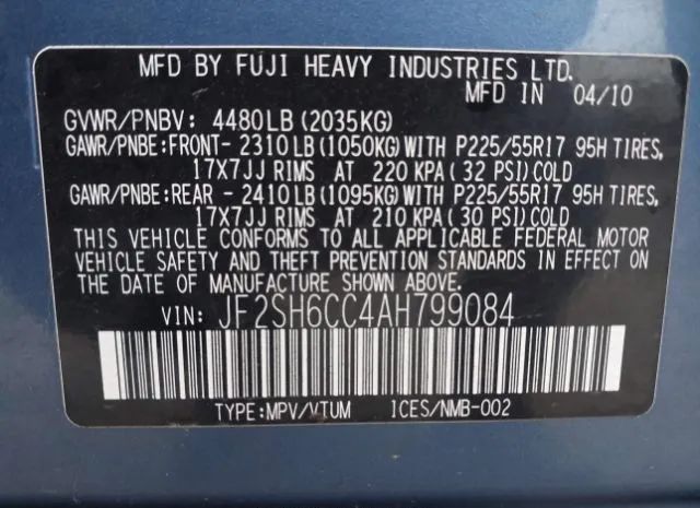 Photo 8 VIN: JF2SH6CC4AH799084 - SUBARU FORESTER 