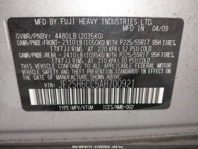 Photo 8 VIN: JF2SH6CC5AH700921 - SUBARU FORESTER 