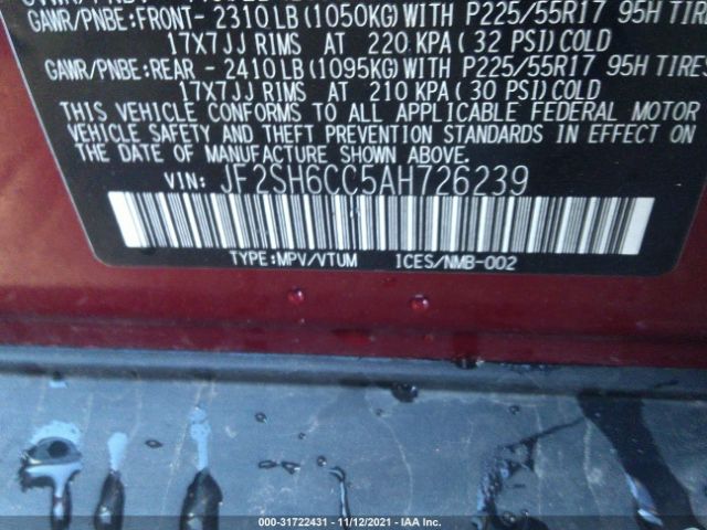 Photo 8 VIN: JF2SH6CC5AH726239 - SUBARU FORESTER 