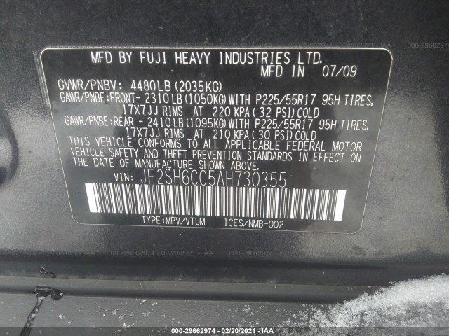 Photo 8 VIN: JF2SH6CC5AH730355 - SUBARU FORESTER 