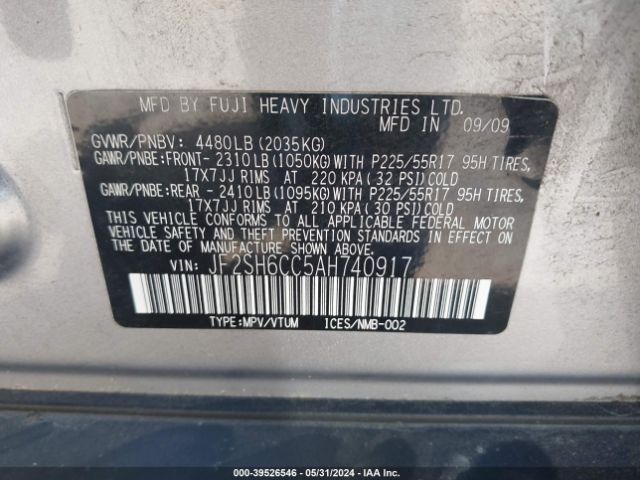 Photo 8 VIN: JF2SH6CC5AH740917 - SUBARU FORESTER 