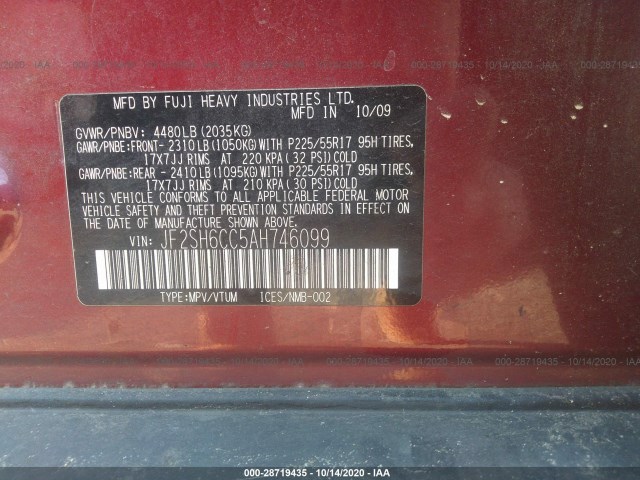 Photo 8 VIN: JF2SH6CC5AH746099 - SUBARU FORESTER 