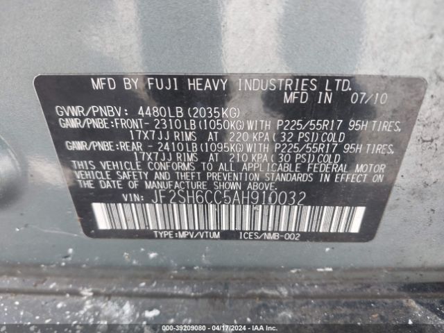 Photo 8 VIN: JF2SH6CC5AH910032 - SUBARU FORESTER 