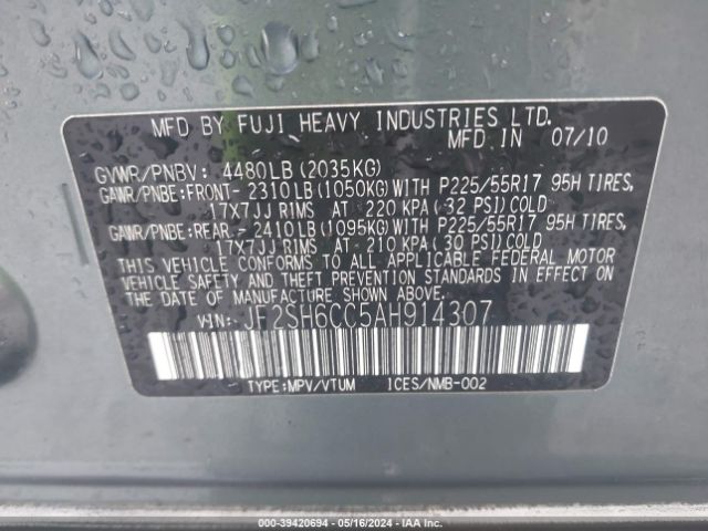 Photo 8 VIN: JF2SH6CC5AH914307 - SUBARU FORESTER 