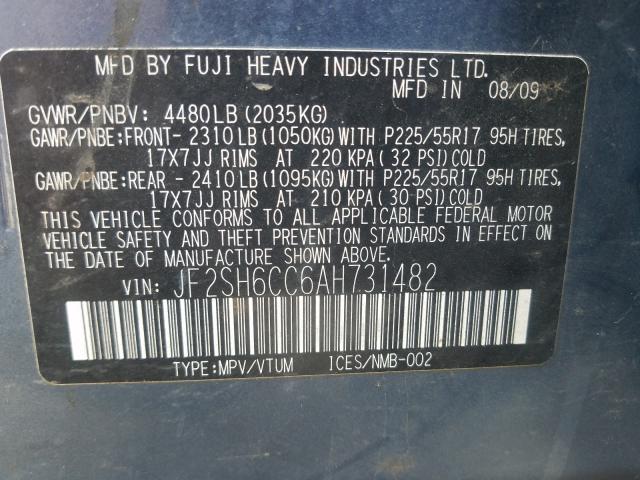 Photo 9 VIN: JF2SH6CC6AH731482 - SUBARU FORESTER 2 