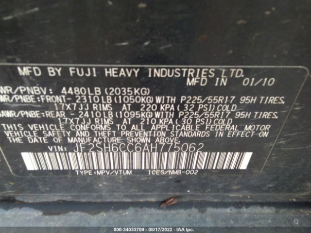 Photo 8 VIN: JF2SH6CC6AH775062 - SUBARU FORESTER 