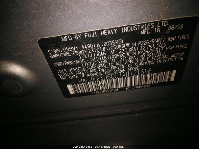 Photo 8 VIN: JF2SH6CC7AH721656 - SUBARU FORESTER 