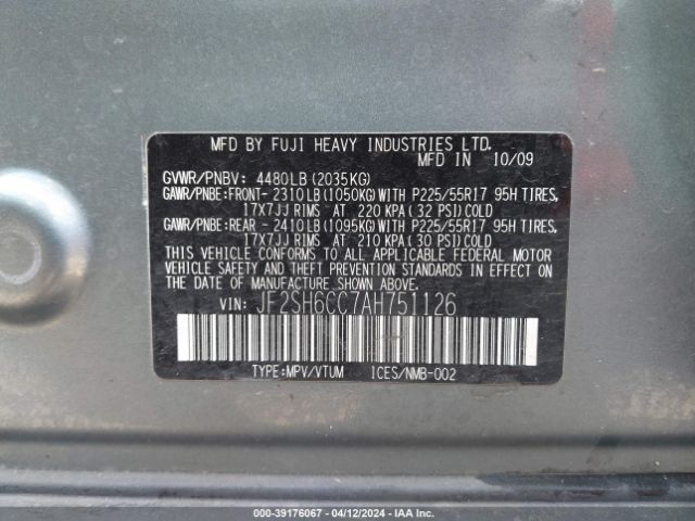 Photo 8 VIN: JF2SH6CC7AH751126 - SUBARU FORESTER 