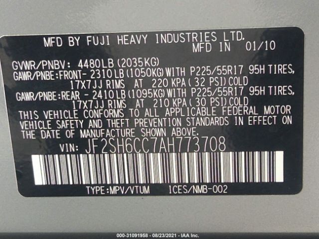 Photo 8 VIN: JF2SH6CC7AH773708 - SUBARU FORESTER 