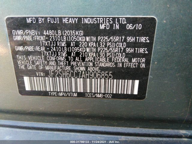 Photo 8 VIN: JF2SH6CC7AH906855 - SUBARU FORESTER 