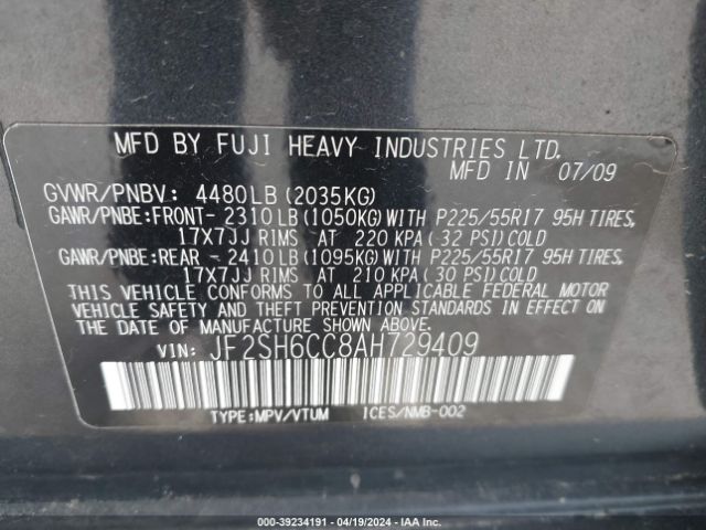 Photo 8 VIN: JF2SH6CC8AH729409 - SUBARU FORESTER 