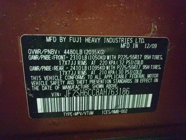 Photo 9 VIN: JF2SH6CC8AH763186 - SUBARU FORESTER 2 