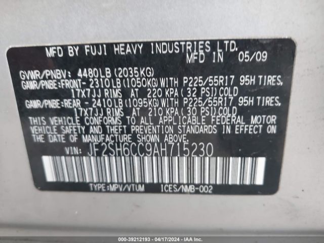 Photo 8 VIN: JF2SH6CC9AH715230 - SUBARU FORESTER 