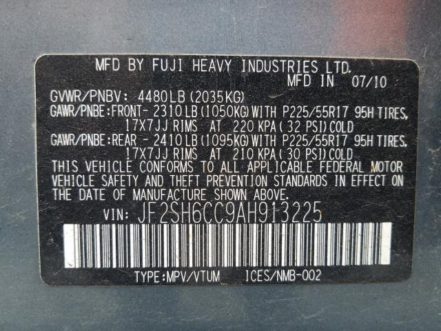 Photo 9 VIN: JF2SH6CC9AH913225 - SUBARU FORESTER 2 