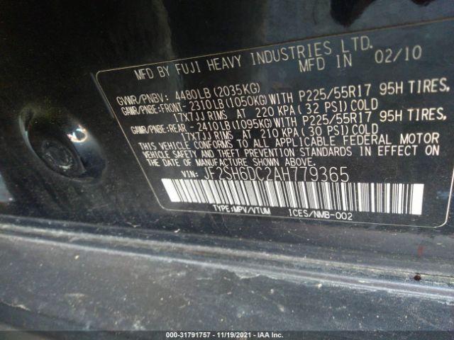 Photo 8 VIN: JF2SH6DC2AH779365 - SUBARU FORESTER 