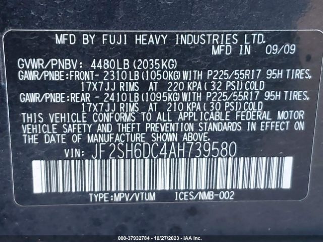 Photo 8 VIN: JF2SH6DC4AH739580 - SUBARU FORESTER 