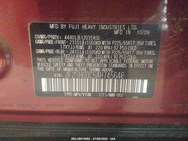 Photo 8 VIN: JF2SH6DC5AH745646 - SUBARU FORESTER 