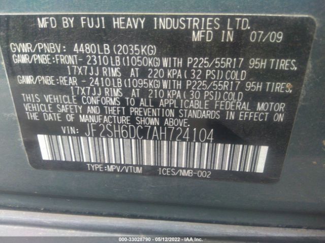 Photo 8 VIN: JF2SH6DC7AH724104 - SUBARU FORESTER 