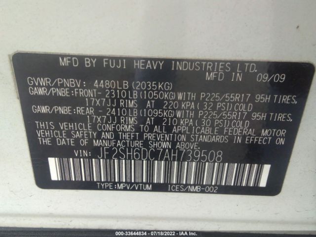 Photo 8 VIN: JF2SH6DC7AH739508 - SUBARU FORESTER 