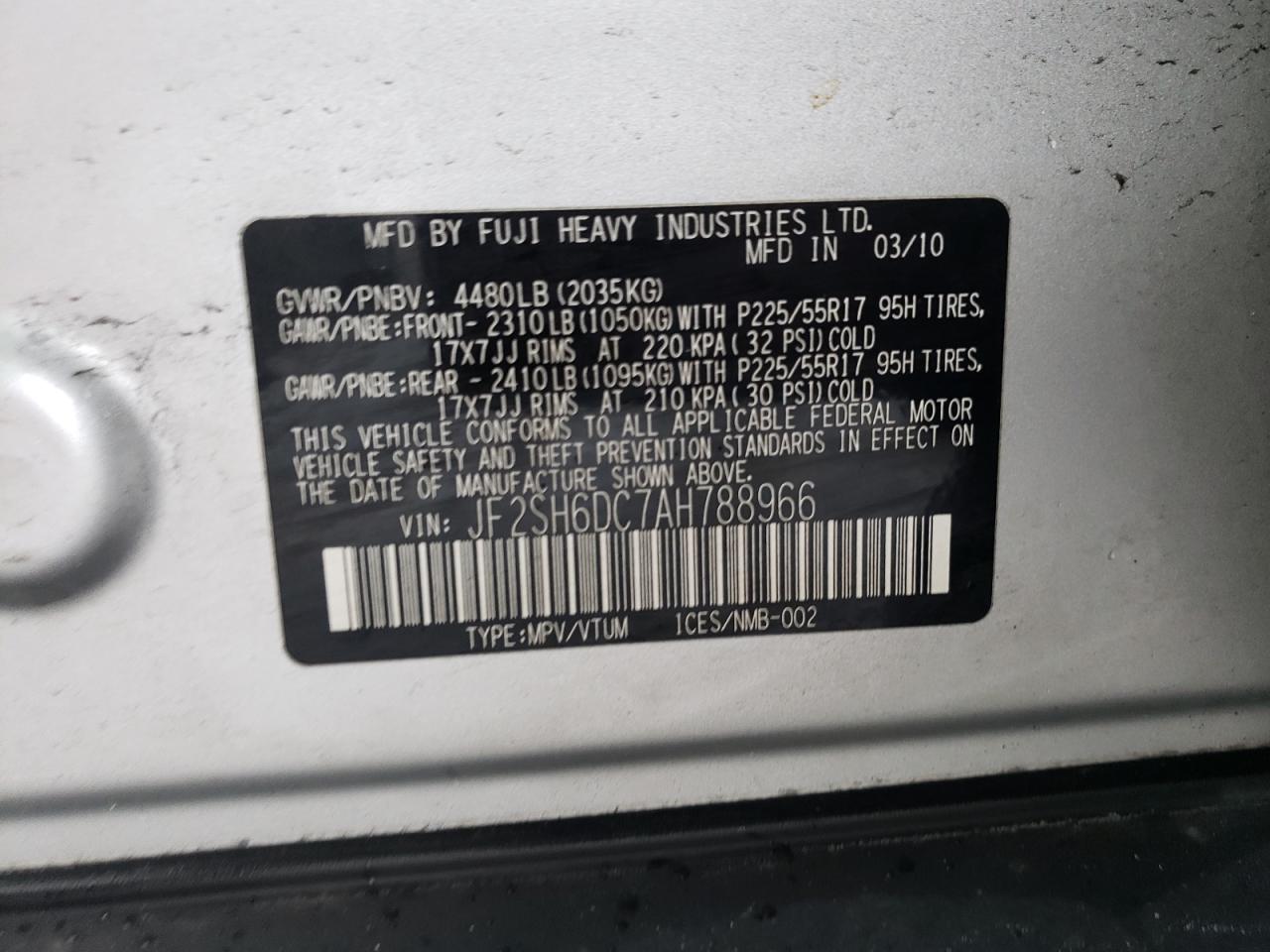 Photo 11 VIN: JF2SH6DC7AH788966 - SUBARU FORESTER 