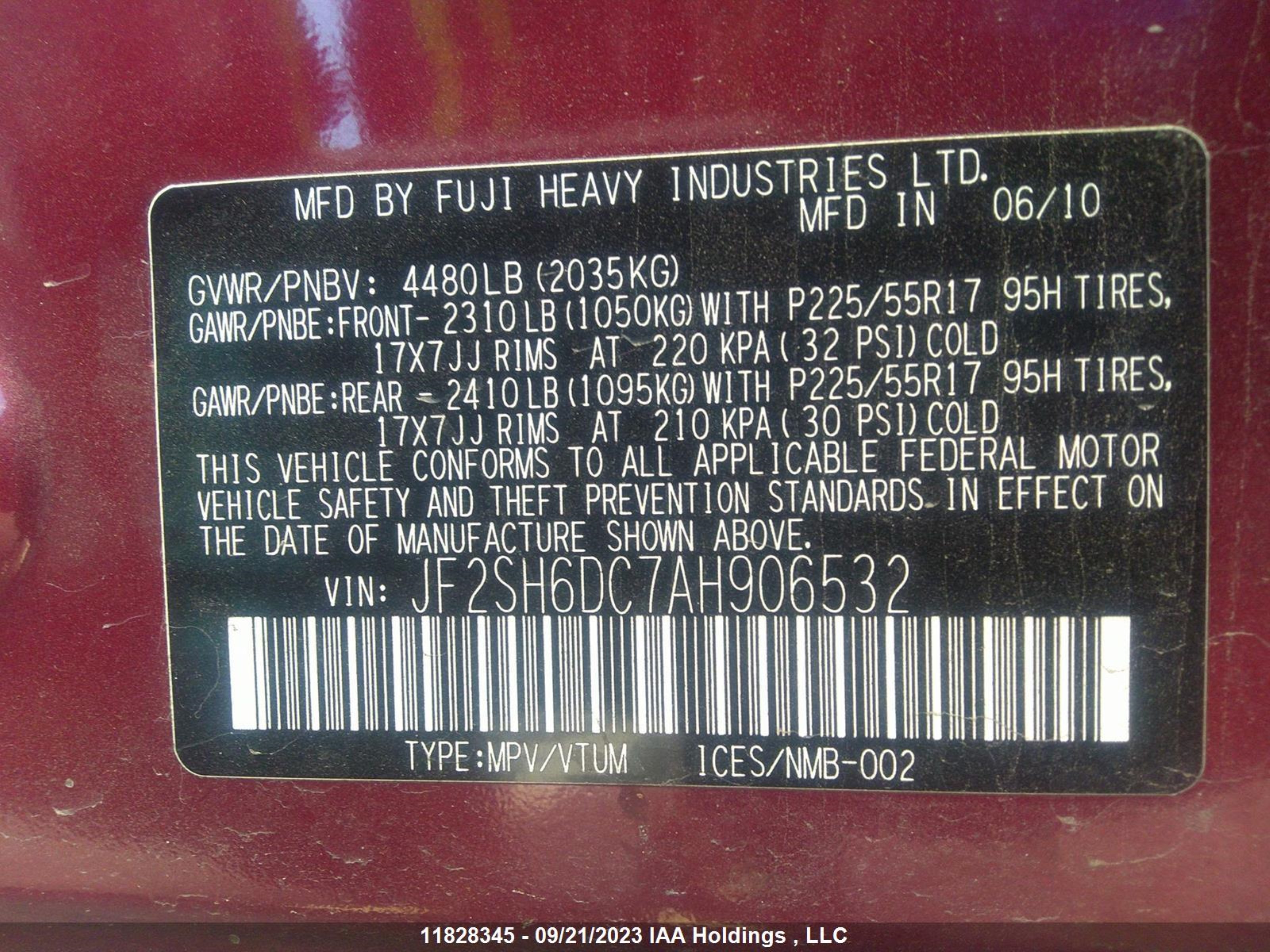 Photo 8 VIN: JF2SH6DC7AH906532 - SUBARU FORESTER 