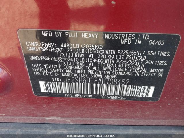 Photo 8 VIN: JF2SH6DC8AH708462 - SUBARU FORESTER 