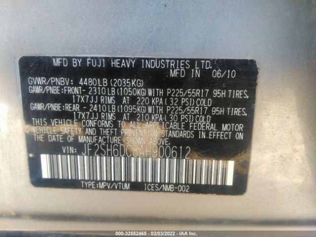 Photo 8 VIN: JF2SH6DC8AH900612 - SUBARU FORESTER 