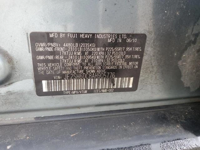 Photo 12 VIN: JF2SH6DC8AH905776 - SUBARU FORESTER 2 