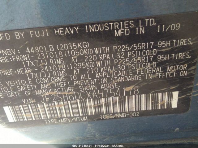 Photo 8 VIN: JF2SH6DCXAH754178 - SUBARU FORESTER 