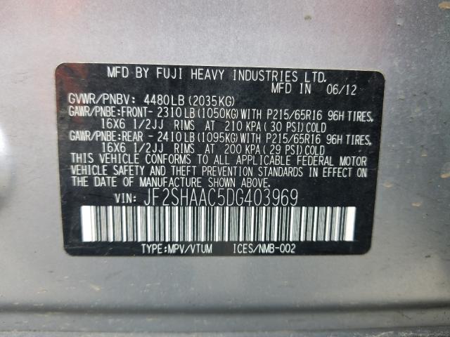 Photo 9 VIN: JF2SHAAC5DG403969 - SUBARU FORESTER 2 