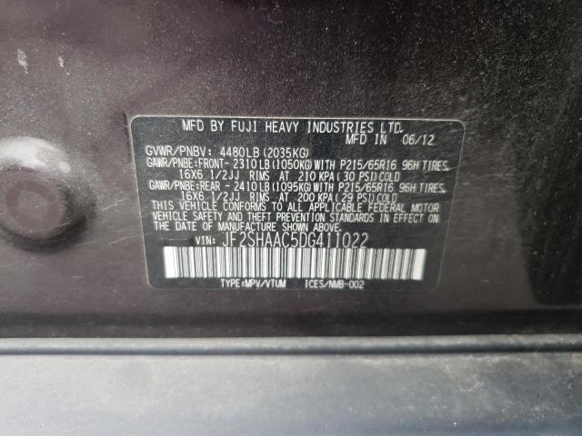 Photo 11 VIN: JF2SHAAC5DG411022 - SUBARU FORESTER 2 