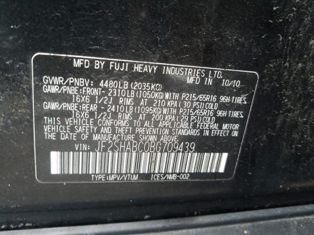 Photo 9 VIN: JF2SHABC0BG709439 - SUBARU FORESTER 2 