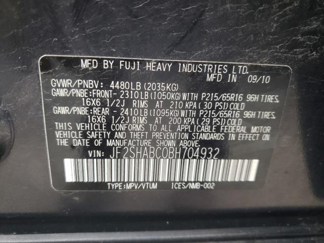 Photo 9 VIN: JF2SHABC0BH704932 - SUBARU FORESTER 2 