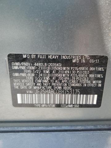 Photo 12 VIN: JF2SHABC0BH753175 - SUBARU FORESTER 2 