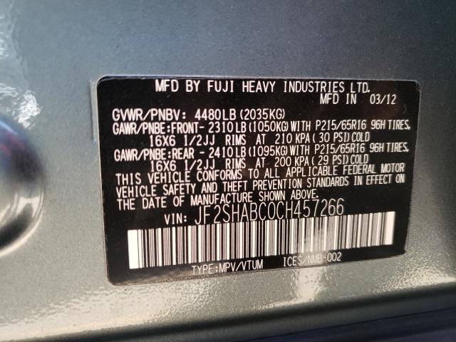 Photo 9 VIN: JF2SHABC0CH457266 - SUBARU FORESTER 2 