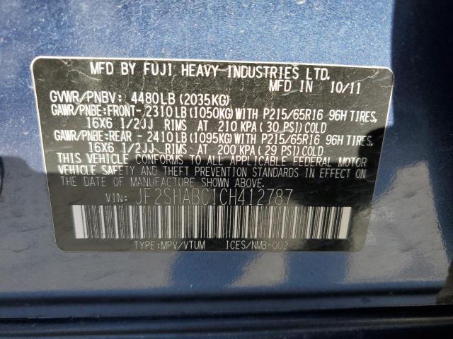 Photo 12 VIN: JF2SHABC1CH412787 - SUBARU FORESTER 