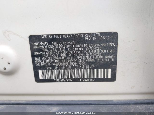 Photo 8 VIN: JF2SHABC1CH440427 - SUBARU FORESTER 