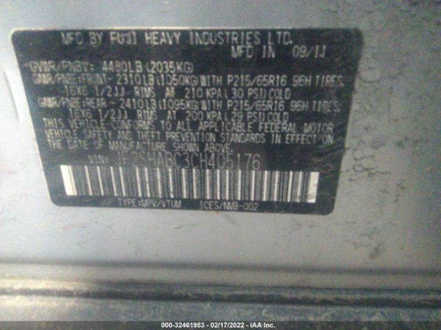 Photo 8 VIN: JF2SHABC3CH405176 - SUBARU FORESTER 