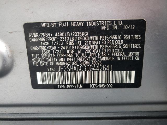 Photo 12 VIN: JF2SHABC3DG442641 - SUBARU FORESTER 