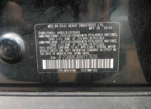 Photo 8 VIN: JF2SHABC4BH717828 - SUBARU FORESTER 