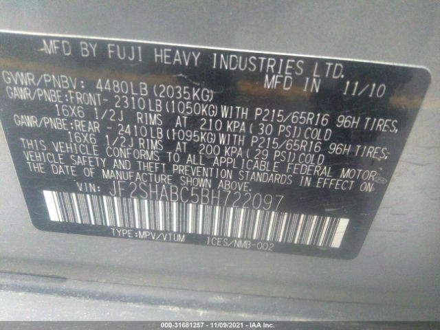 Photo 8 VIN: JF2SHABC5BH722097 - SUBARU FORESTER 