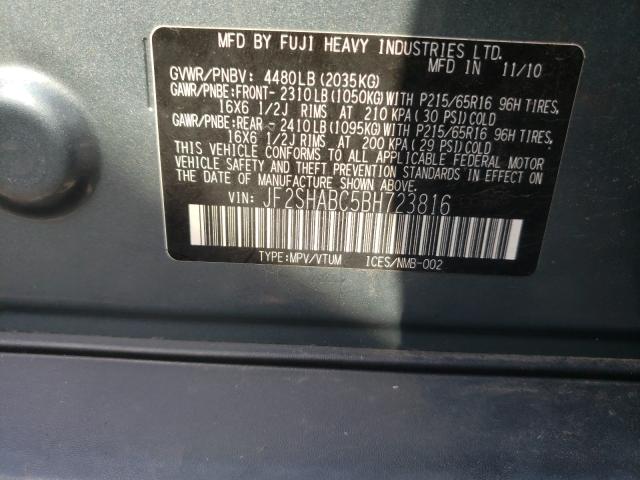 Photo 9 VIN: JF2SHABC5BH723816 - SUBARU FORESTER 2 