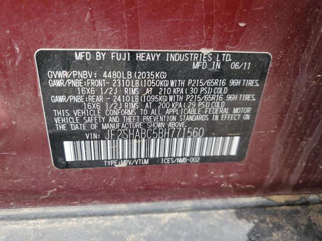 Photo 12 VIN: JF2SHABC5BH771560 - SUBARU FORESTER 2 