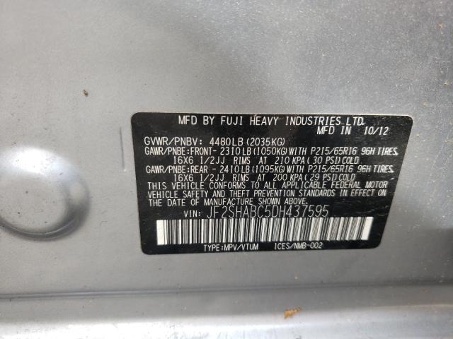 Photo 9 VIN: JF2SHABC5DH437595 - SUBARU FORESTER 2 