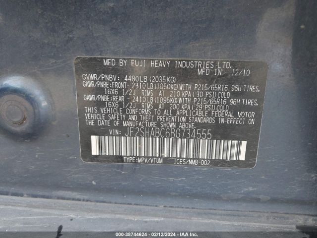 Photo 8 VIN: JF2SHABC6BG734555 - SUBARU FORESTER 