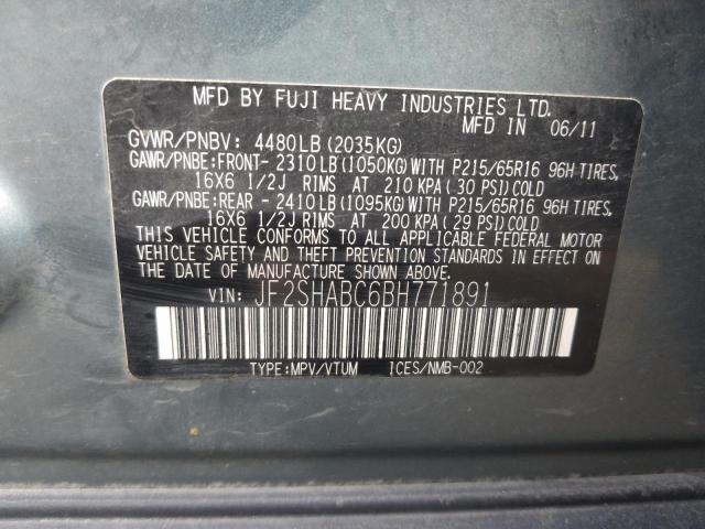 Photo 9 VIN: JF2SHABC6BH771891 - SUBARU FORESTER 2 