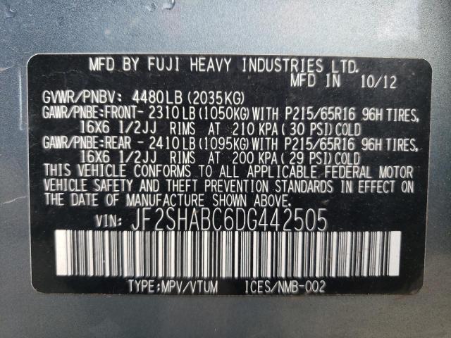 Photo 12 VIN: JF2SHABC6DG442505 - SUBARU FORESTER 2 